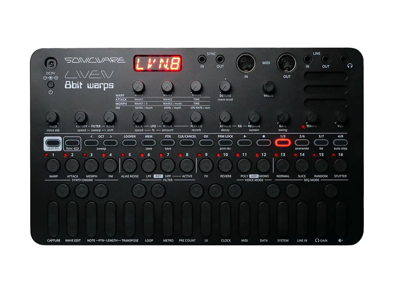 LIVEN 8bit Warps Eight-Bit Wave Memory Synthesizer (All Black) 3 LIVEN 8bit Warps Eight-Bit Wave Memory Synthesizer (All Black)